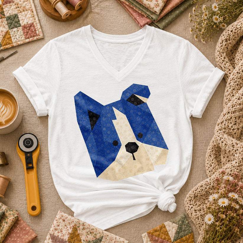 Dog Head Women's V-Neck - White