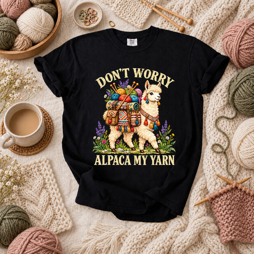 Don't Worry Alpaca My Yarn T-Shirt - Black