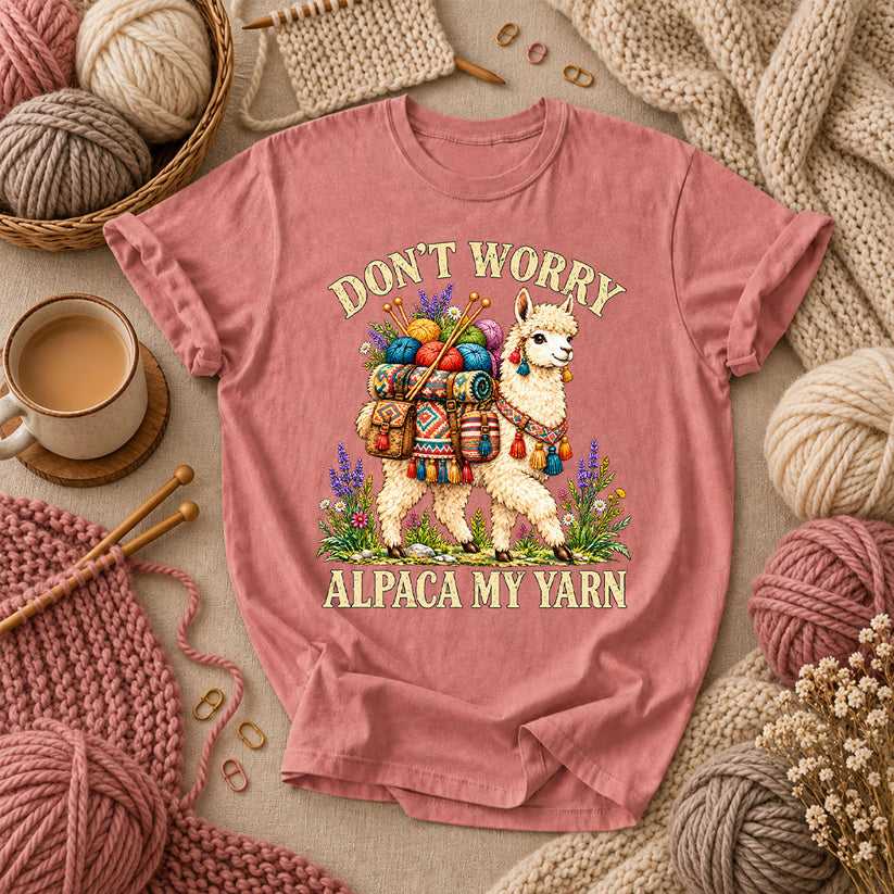 Don't Worry Alpaca My Yarn T-Shirt - Heather Mauve