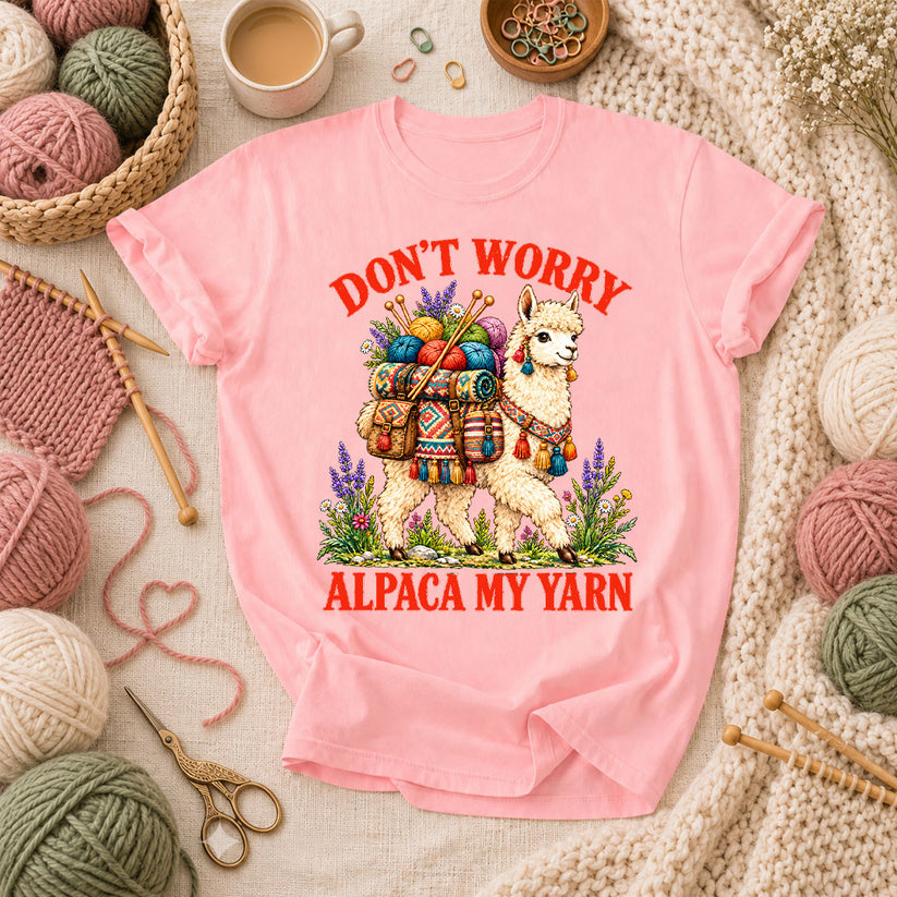 Don't Worry Alpaca My Yarn T-Shirt - Pink