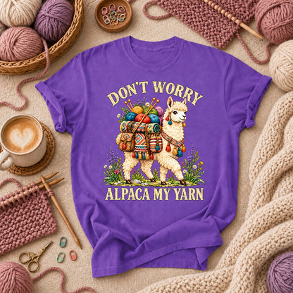 Don't Worry Alpaca My Yarn T-Shirt - Purple