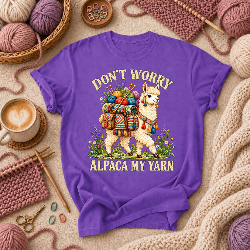 Don't Worry Alpaca My Yarn T-Shirt - Purple
