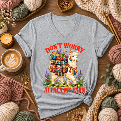 Don't Worry Alpaca My Yarn Women's V-Neck - Athletic Heather