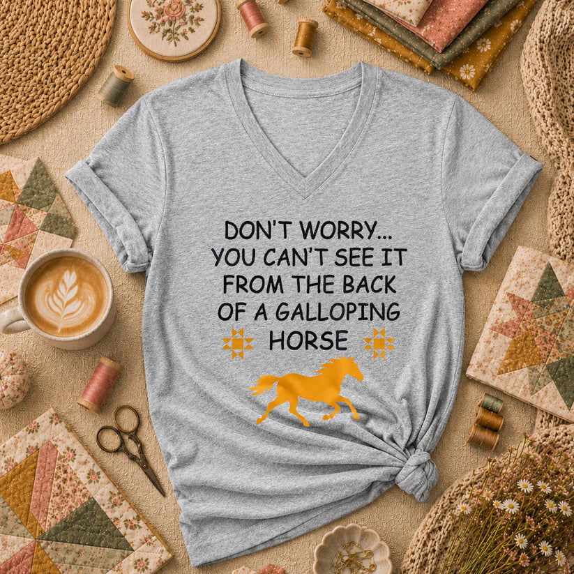 Dont Worry Cant See It From Galloping Horse Women's V-Neck - Sport Grey