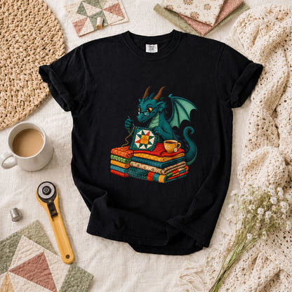 Dragon Quilter Fantasy Sewing With Fabric Stack T-Shirt - Black