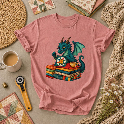 Dragon Quilter Fantasy Sewing With Fabric Stack T-Shirt - Heather Mauve