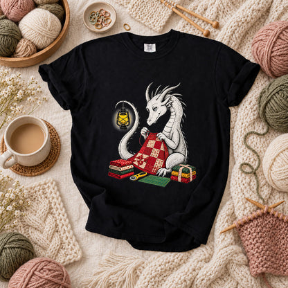 Dragon Quilting By Lantern Light T-Shirt - Black