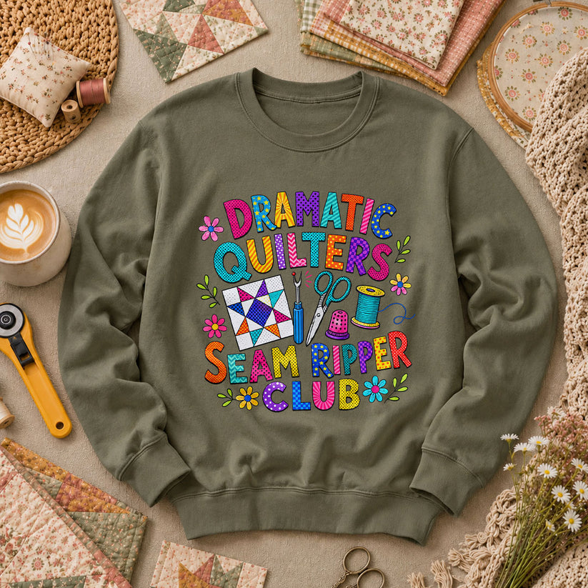 Dramatic Quilters Seam Ripper Club Long Sleeve - Military Green