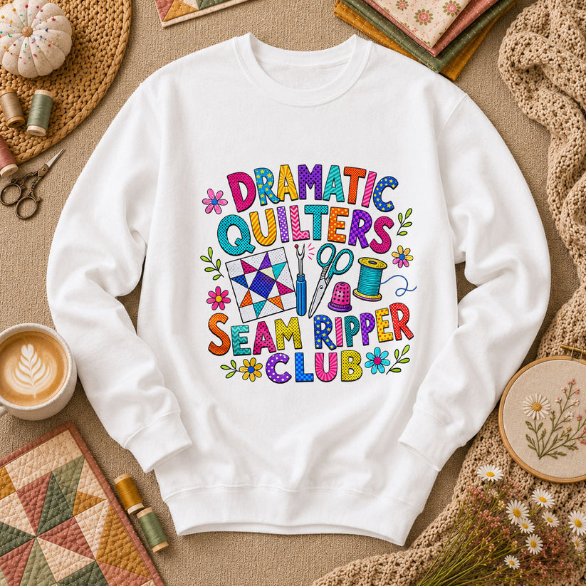 Dramatic Quilters Seam Ripper Club Long Sleeve - White
