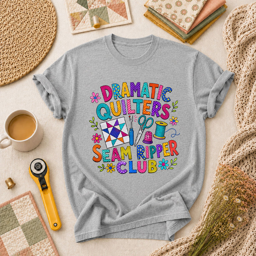 Dramatic Quilters Seam Ripper Club T-Shirt - Athletic Heather