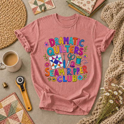 Dramatic Quilters Seam Ripper Club T-Shirt - Heather Mauve