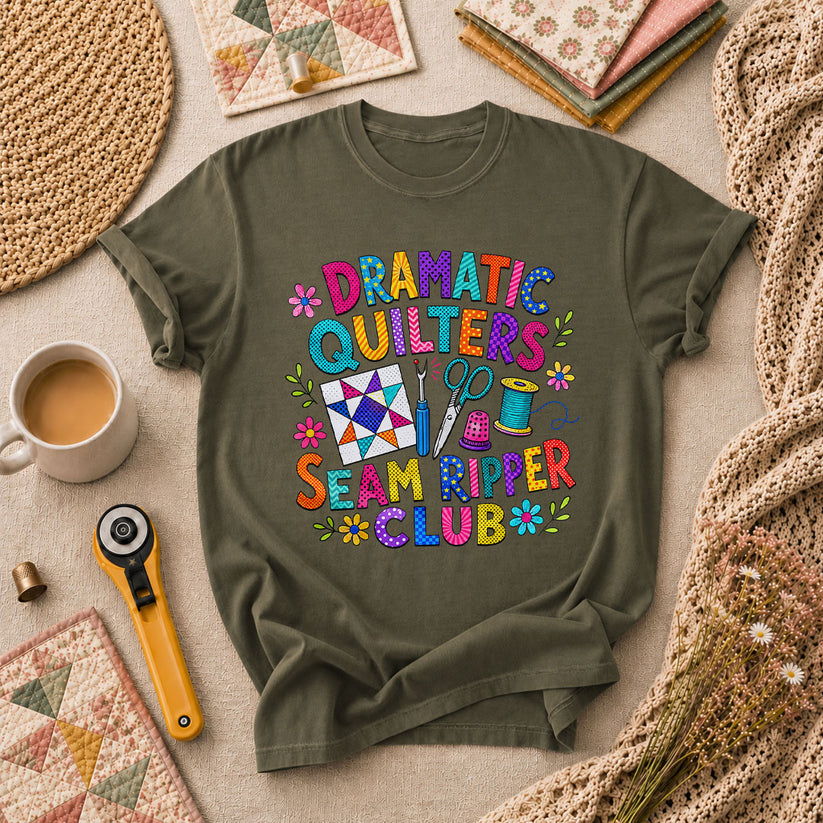 Dramatic Quilters Seam Ripper Club T-Shirt - Military Green