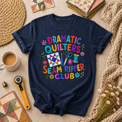 Dramatic Quilters Seam Ripper Club T-Shirt - Navy