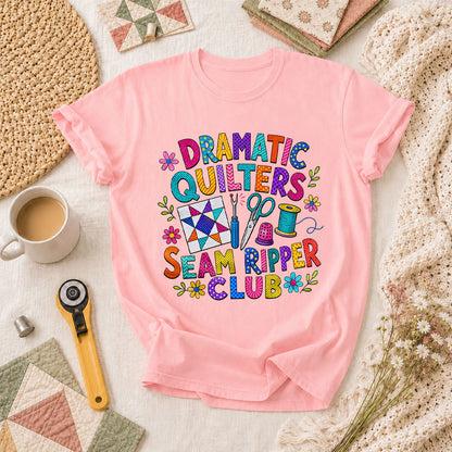 Dramatic Quilters Seam Ripper Club T-Shirt - Pink