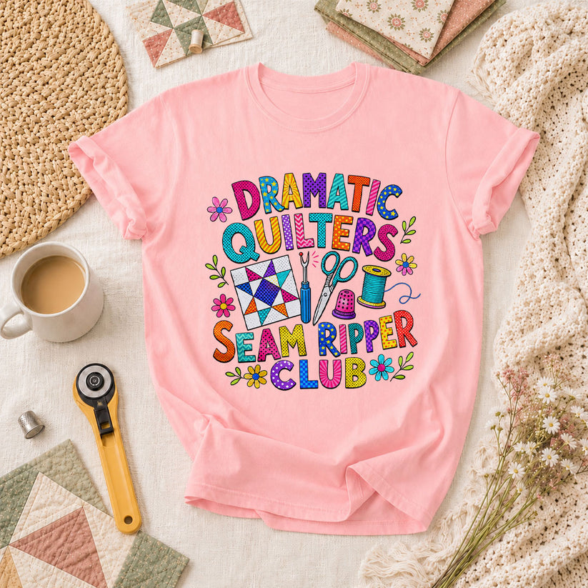 Dramatic Quilters Seam Ripper Club T-Shirt - Pink
