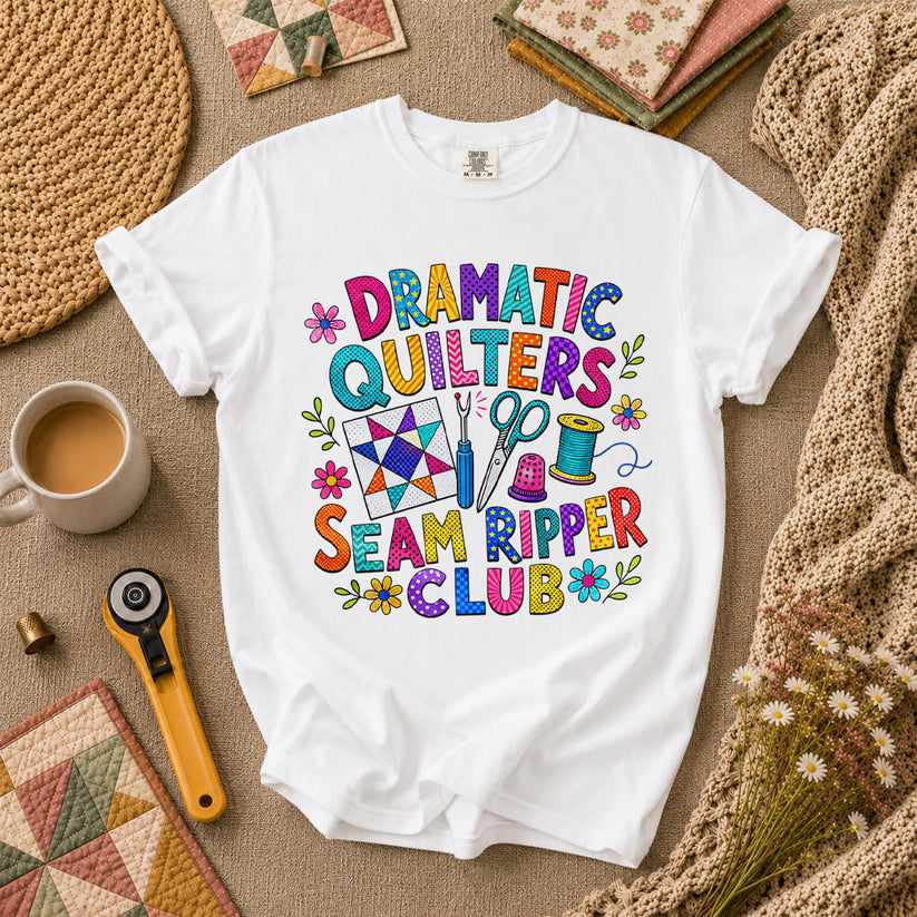 Dramatic Quilters Seam Ripper Club T-Shirt - White