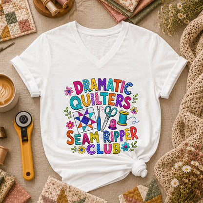 Dramatic Quilters Seam Ripper Club Women's V-Neck - White