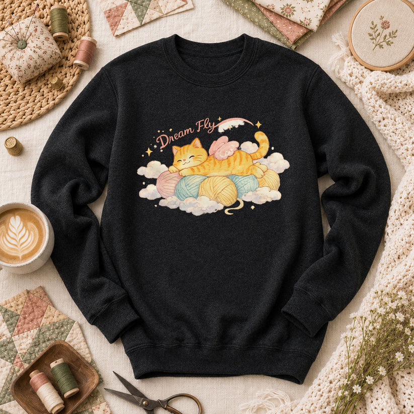 Dream Fly Kitten With Wings Long Sleeve - Black