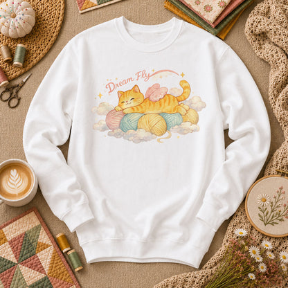 Dream Fly Kitten With Wings Long Sleeve - White
