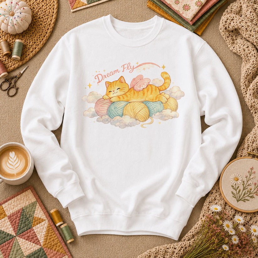 Dream Fly Kitten With Wings Long Sleeve - White