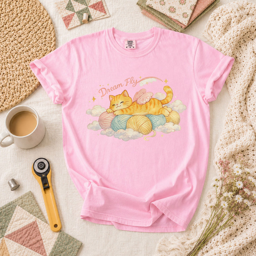 Dream Fly Kitten With Wings T-Shirt - Blossom