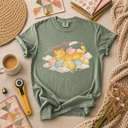 Dream Fly Kitten With Wings T-Shirt - Forest Green