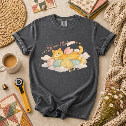 Dream Fly Kitten With Wings T-Shirt - Grey
