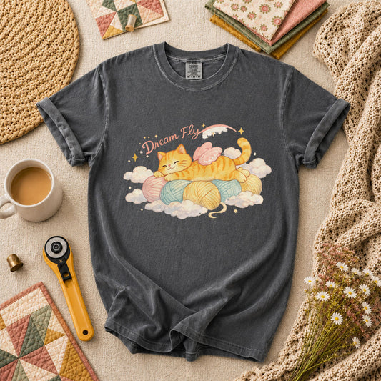 Dream Fly Kitten With Wings T-Shirt - Grey