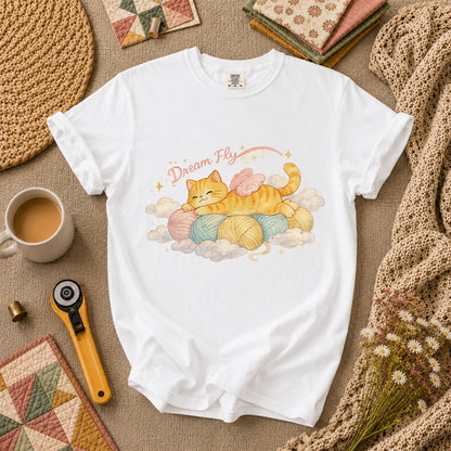 Dream Fly Kitten With Wings T-Shirt - White
