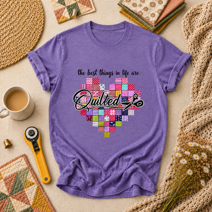 The Best Things In Life Are Quilted Patchwork Heart T-Shirt