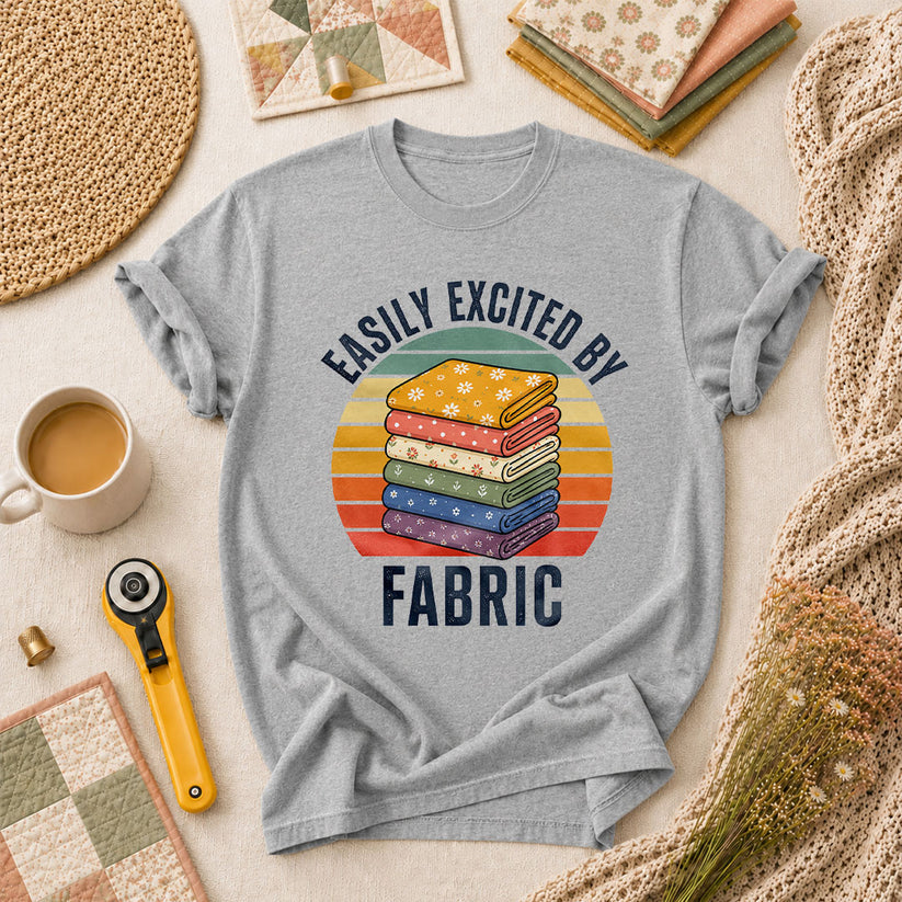 Easily Excited By Fabric Quilter T-Shirt - Athletic Heather