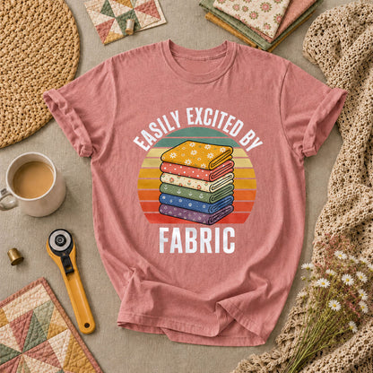 Easily Excited By Fabric Quilter T-Shirt - Heather Mauve