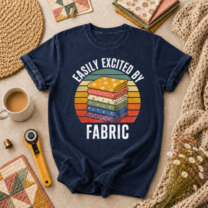 Easily Excited By Fabric Quilter T-Shirt - Navy