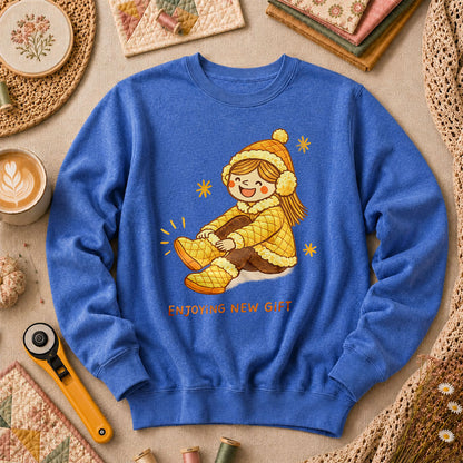 Enjoying New Gift Yellow Girl Long Sleeve - Heather True Royal