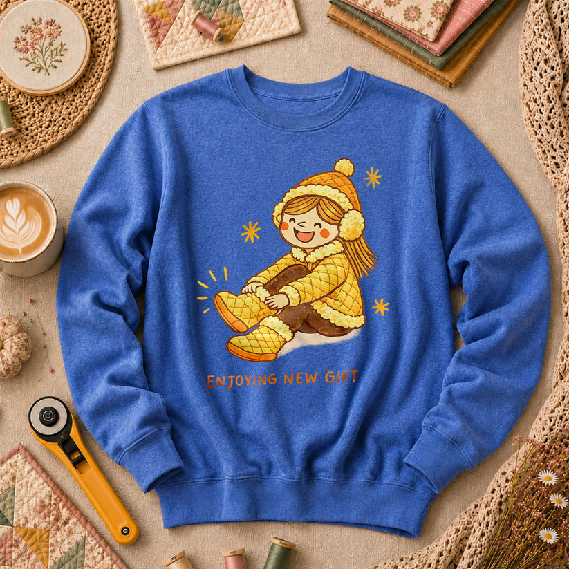Enjoying New Gift Yellow Girl Long Sleeve - Heather True Royal