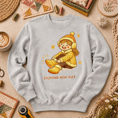 Enjoying New Gift Yellow Girl Long Sleeve - Sport Grey