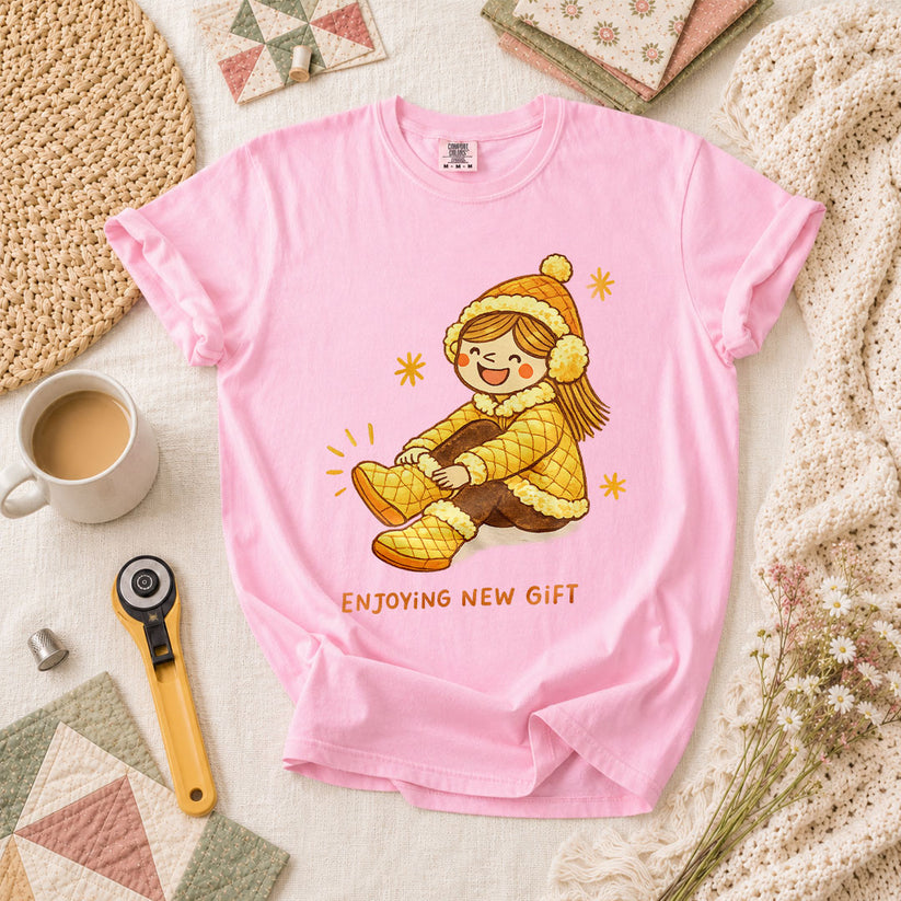 Enjoying New Gift Yellow Girl T-Shirt - Blossom