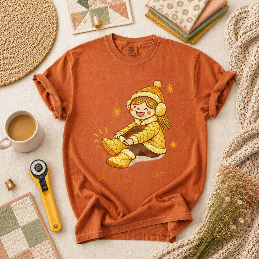 Enjoying New Gift Yellow Girl T-Shirt - Yam