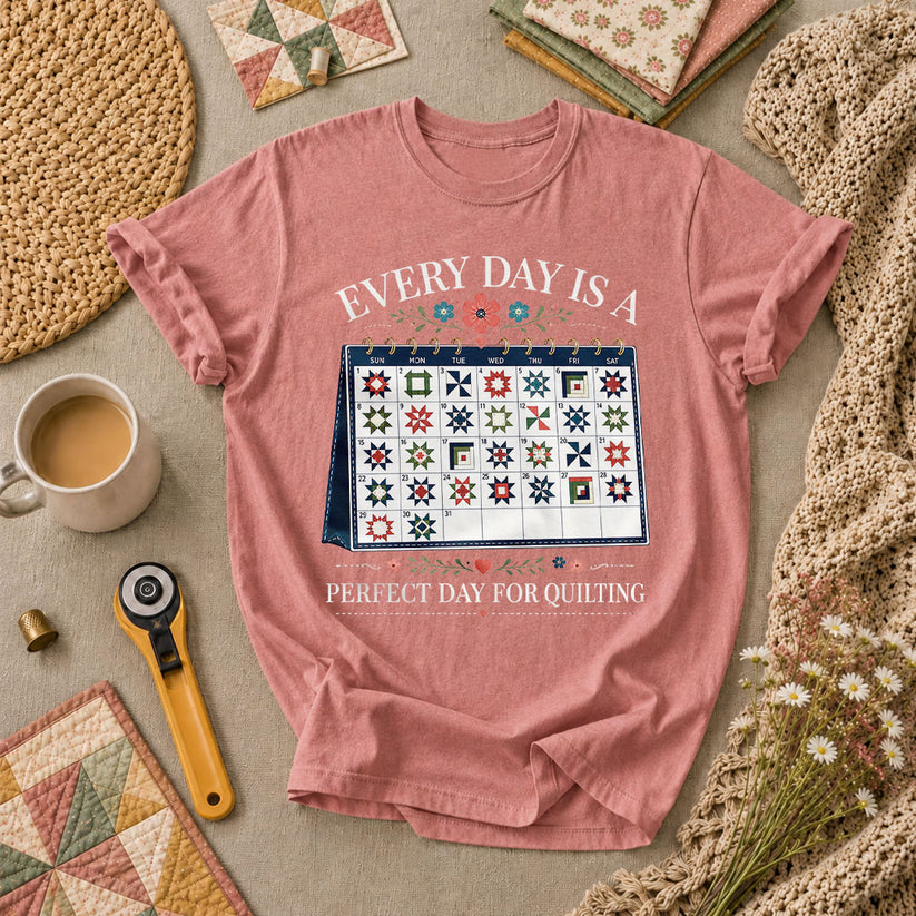 Every Day Is A Perfect Day For Quilting Calendar T-Shirt - Heather Mauve