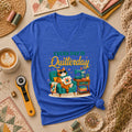 Every Day Is Quilterday Cat Sewing Machine Women's V-Neck