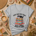 Every Great Quilt Starts With Wobbly Stack Of Fabric Cat Women's V-Neck
