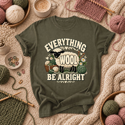 Everything Wool Be Alright Sheep T-Shirt - Military Green