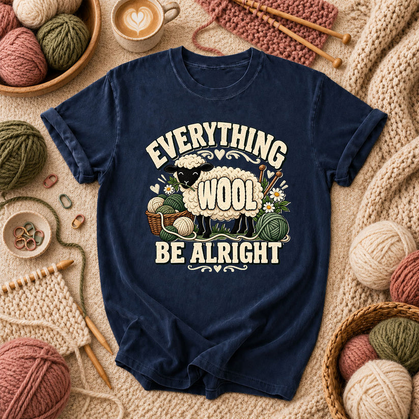 Everything Wool Be Alright Sheep T-Shirt - Navy