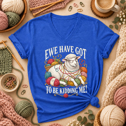 Ewe Have Got To Be Kidding Me Women's V-Neck - Heather True Royal