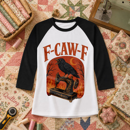 F-Caw-F Raven Halloween Quilter Raglan Sleeve - Black