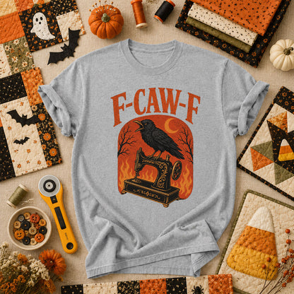 F-Caw-F Raven Halloween Quilter T-Shirt - Athletic Heather
