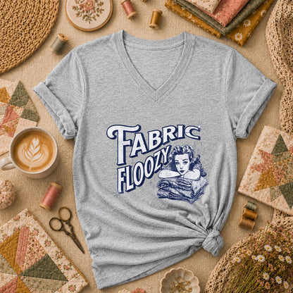 Fabric Floozy Funny Quilter Women's V-Neck - Athletic Heather