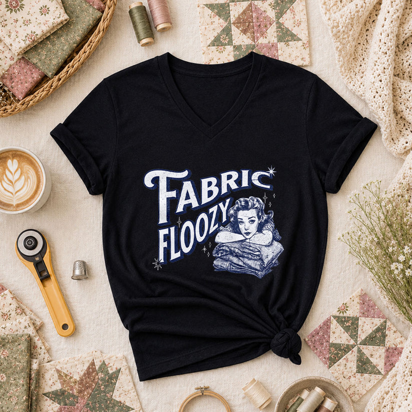 Fabric Floozy Funny Quilter Women's V-Neck - Black