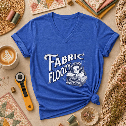 Fabric Floozy Funny Quilter Women's V-Neck - Heather True Royal