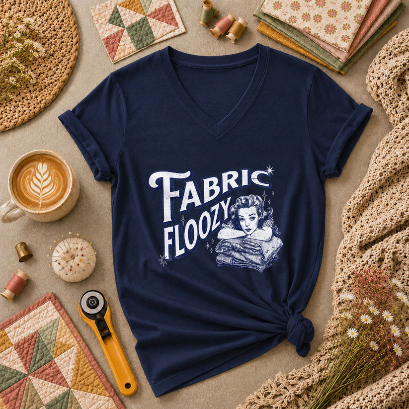 Fabric Floozy Funny Quilter Women's V-Neck - Navy